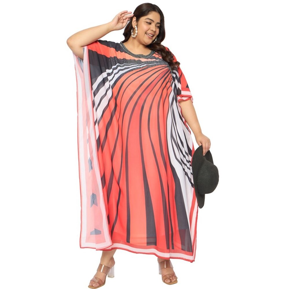 Gypsie Blu Plus Size Kaftan Dress for Women Georgette Kimono Comfortable Dresses